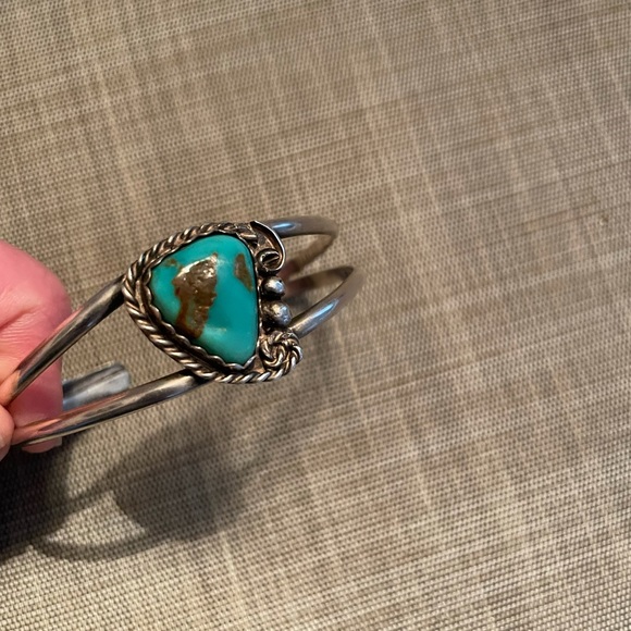 Native American Helen Harrison Turquoise Sterling Cuff Bracelet over 14g - Picture 2 of 11